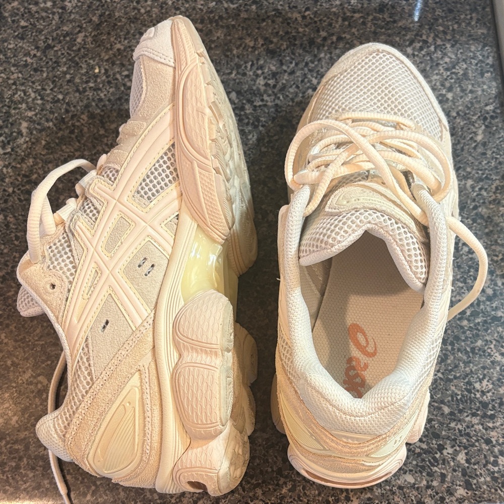 Asics Cream and Tan Sneakers